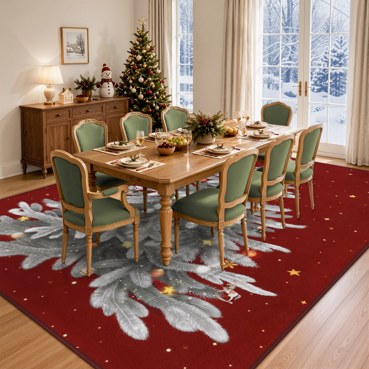 Tribesigns Christmas Tree Washable Runner Rug for Hallway Entryway