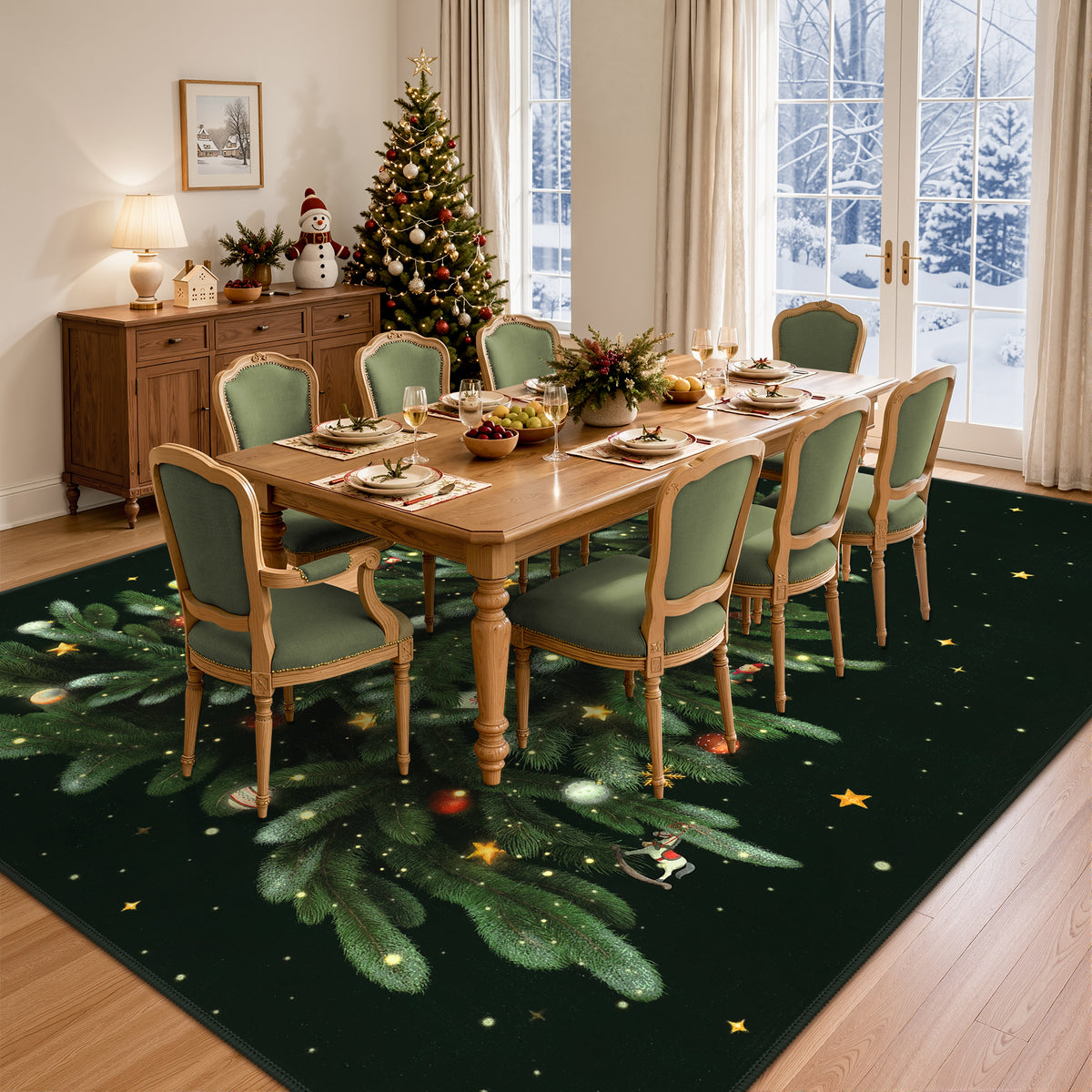 Tribesigns Christmas Tree Washable Runner Rug for Hallway Entryway