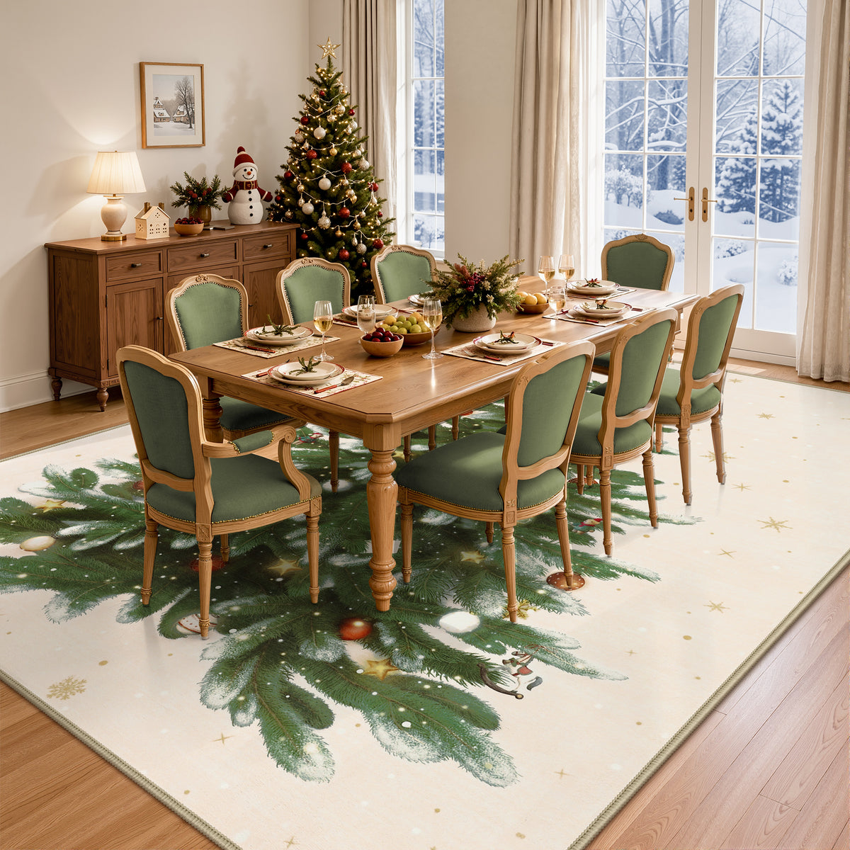 Tribesigns Christmas Tree Washable Runner Rug for Hallway Entryway
