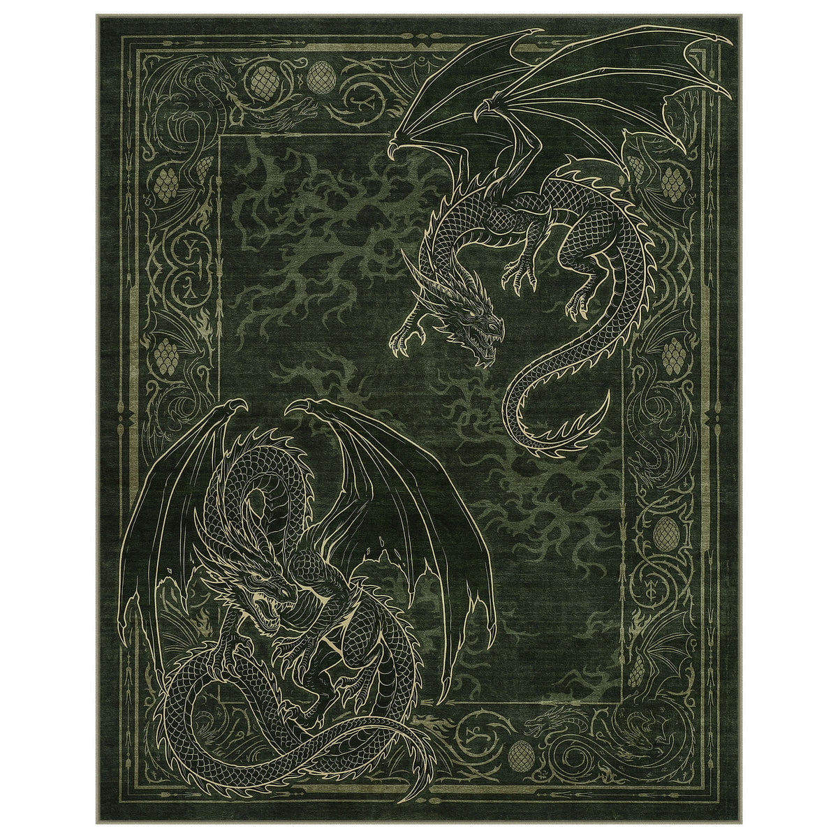 Tribesigns Washable Dragon Rug for Living Room,Non Slip Stain Resistant Indoor Carpet for Dining Room Office Home Decor