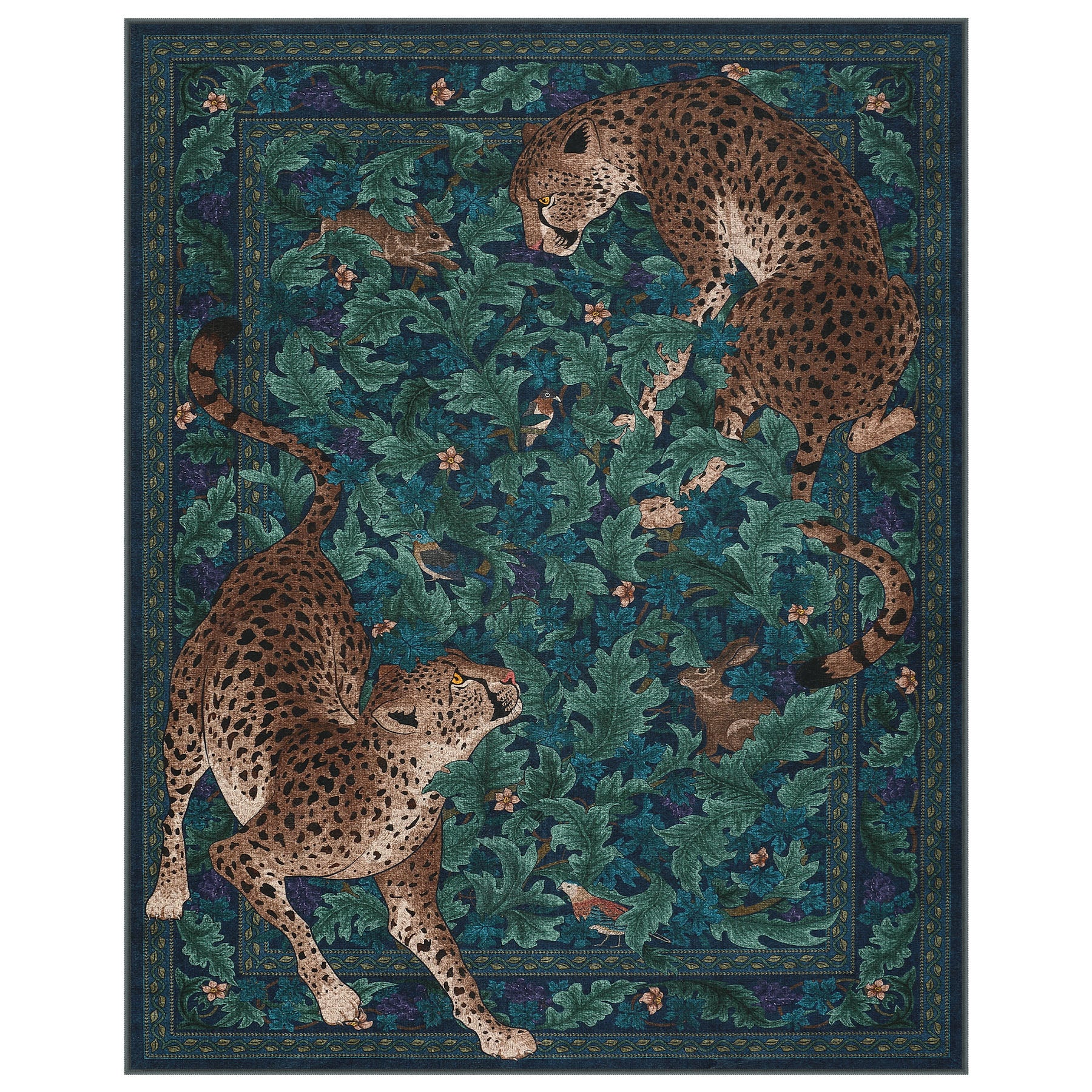 Morris Jungle Leopard Print Rug, Non Slip Washable Area Rug for Living Room, Bedroom
