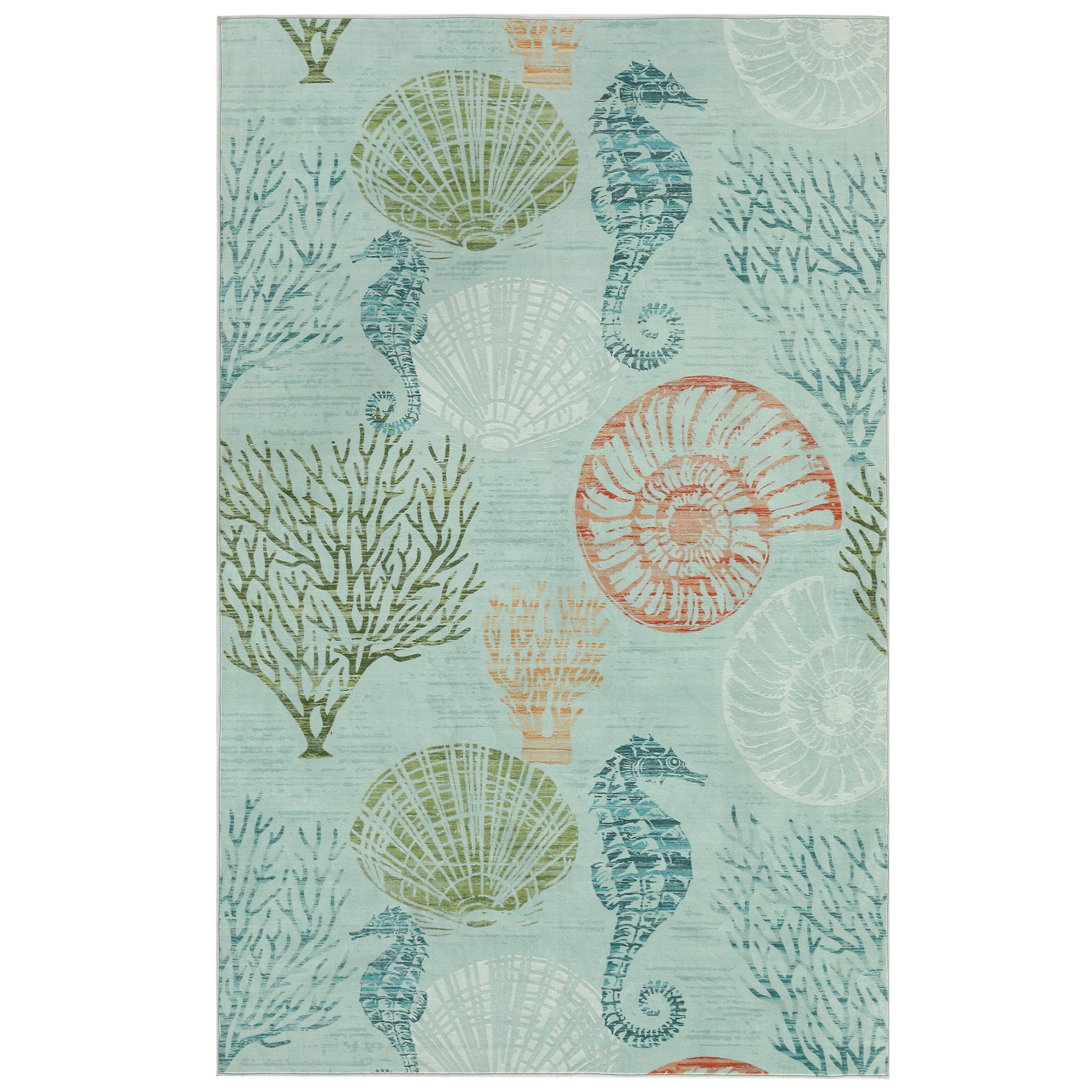 2x6/5x7/8x10 Boho Coastal Area Rug, Washable Non Slip Animal Indoor Carpet for Living room Bedroom, Oeko-Tex Certified