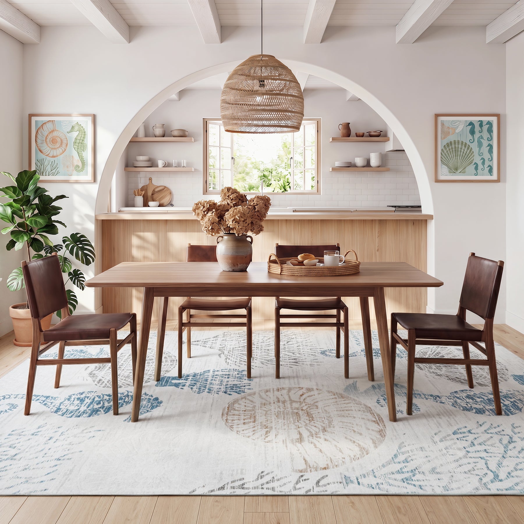 2x6/5x7/8x10 Boho Coastal Area Rug, Washable Non Slip Animal Indoor Carpet for Living room Bedroom, Oeko-Tex Certified