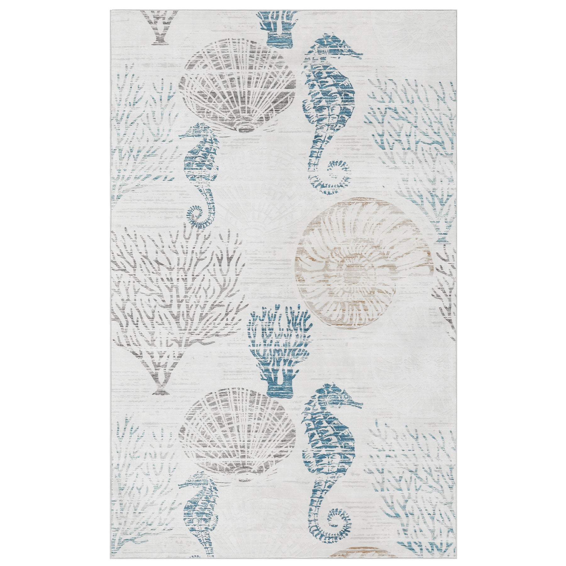 2x6/5x7/8x10 Boho Coastal Area Rug, Washable Non Slip Animal Indoor Carpet for Living room Bedroom, Oeko-Tex Certified