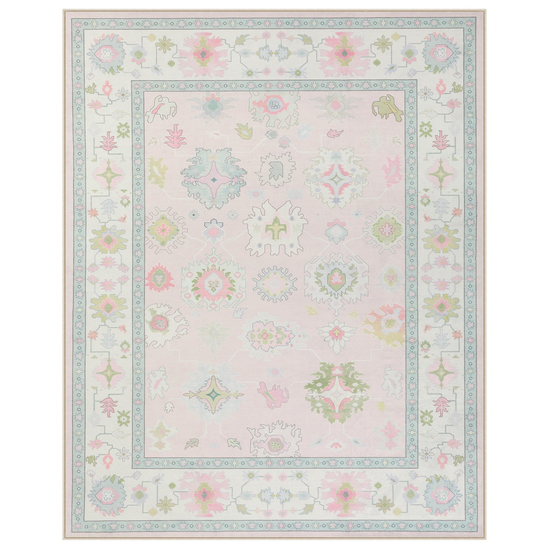 5x7/8x10/9x12 Boho Oushak Area Rug, Colorful Washable Non-Slip Indoor Carpet Oriental Floral, Oeko-Tex Certified