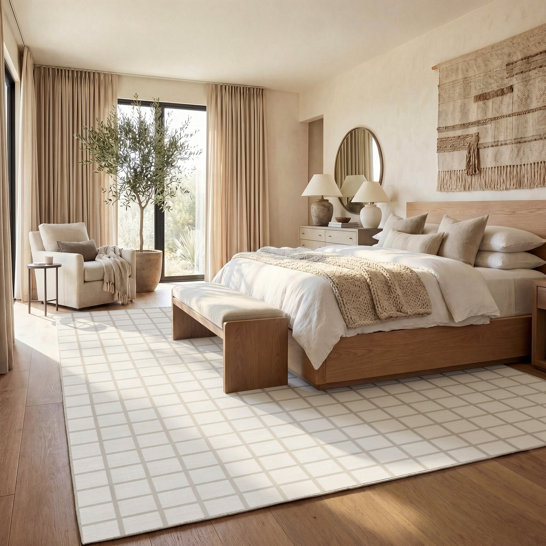 5x7/8x10 Modern Plaid Area Rug, Checkered Washable Rug Soft Non-Slip Ultra Thin Throw Carpet for Living Room, Oeko-Tex Certified
