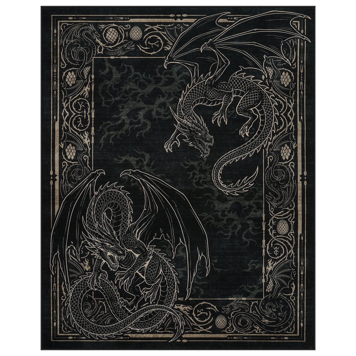 Tribesigns Washable Dragon Rug for Living Room,Non Slip Stain Resistant Indoor Carpet for Dining Room Office Home Decor