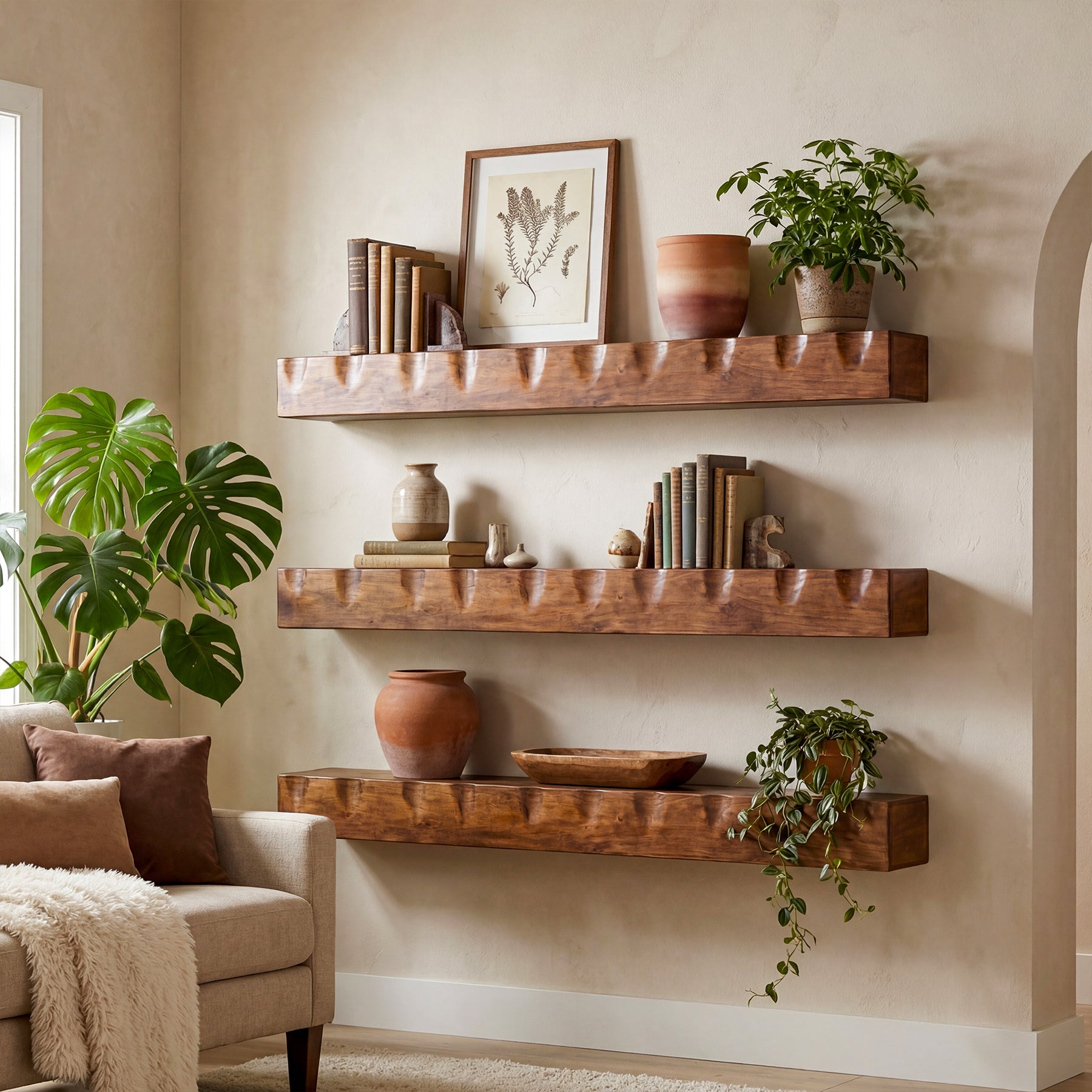 63" Fireplace Mantel Shelf, Solid Wood Wall Floating Mantel Shelf for Over Fireplace