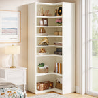 9-Tier Corner Bookshelf, Modern L-Shaped Bookcase Display Shelf