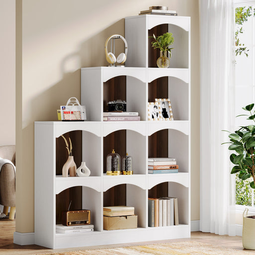 9 Cubes Bookshelf, L - Shaped Corner Etagere Bookcase Display Shelf Tribesigns