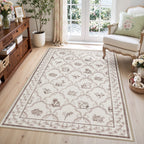 3x5/5x7 Boho Animal Floral Area Rugs for Living Room, Bow Soft Washable Non-Slip Low Pile Carpet, Oeko-Tex Certified