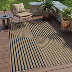 Boho Jute Washable Area Rug, Non-Slip Neutral Abstract, Indoor Outdoor Entryway Kitchen Patio Rug