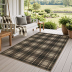 3x5/5x7 Plaid Easy Jute Washable Area Rug, Farmhouse Non-Slip Indoor Carpet for Porch Living Bedroom, Oeko-Tex Certified