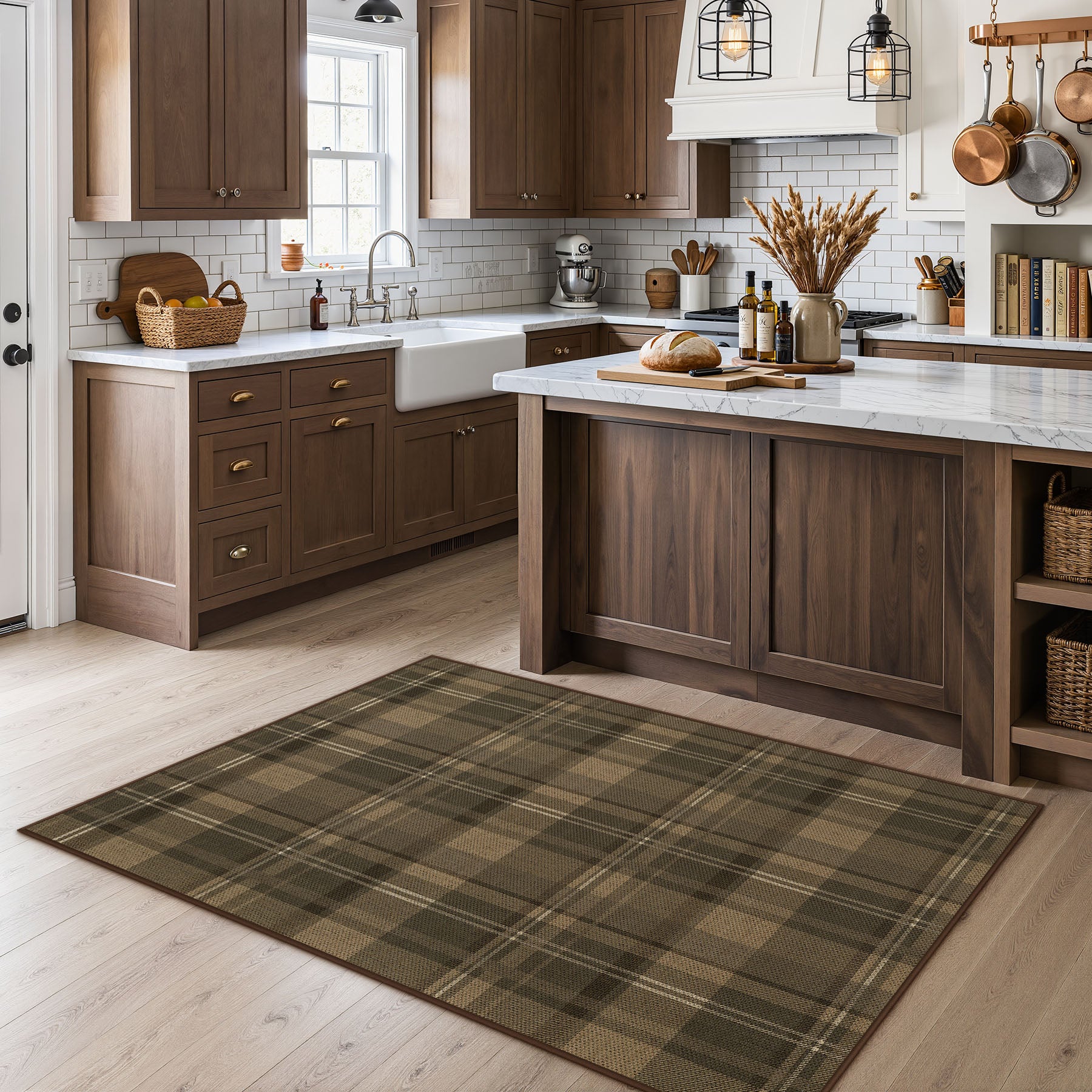 3x5/5x7 Plaid Easy Jute Washable Area Rug, Farmhouse Non-Slip Indoor Carpet for Porch Living Bedroom, Oeko-Tex Certified