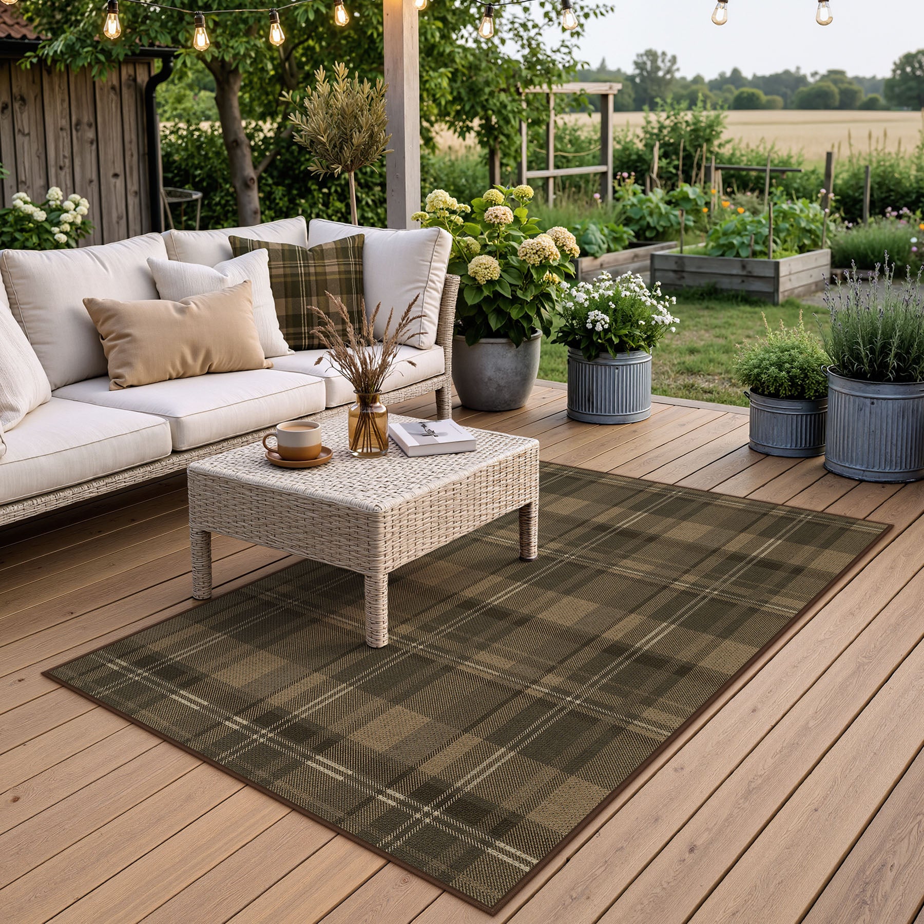 3x5/5x7 Plaid Easy Jute Washable Area Rug, Farmhouse Non-Slip Indoor Carpet for Porch Living Bedroom, Oeko-Tex Certified