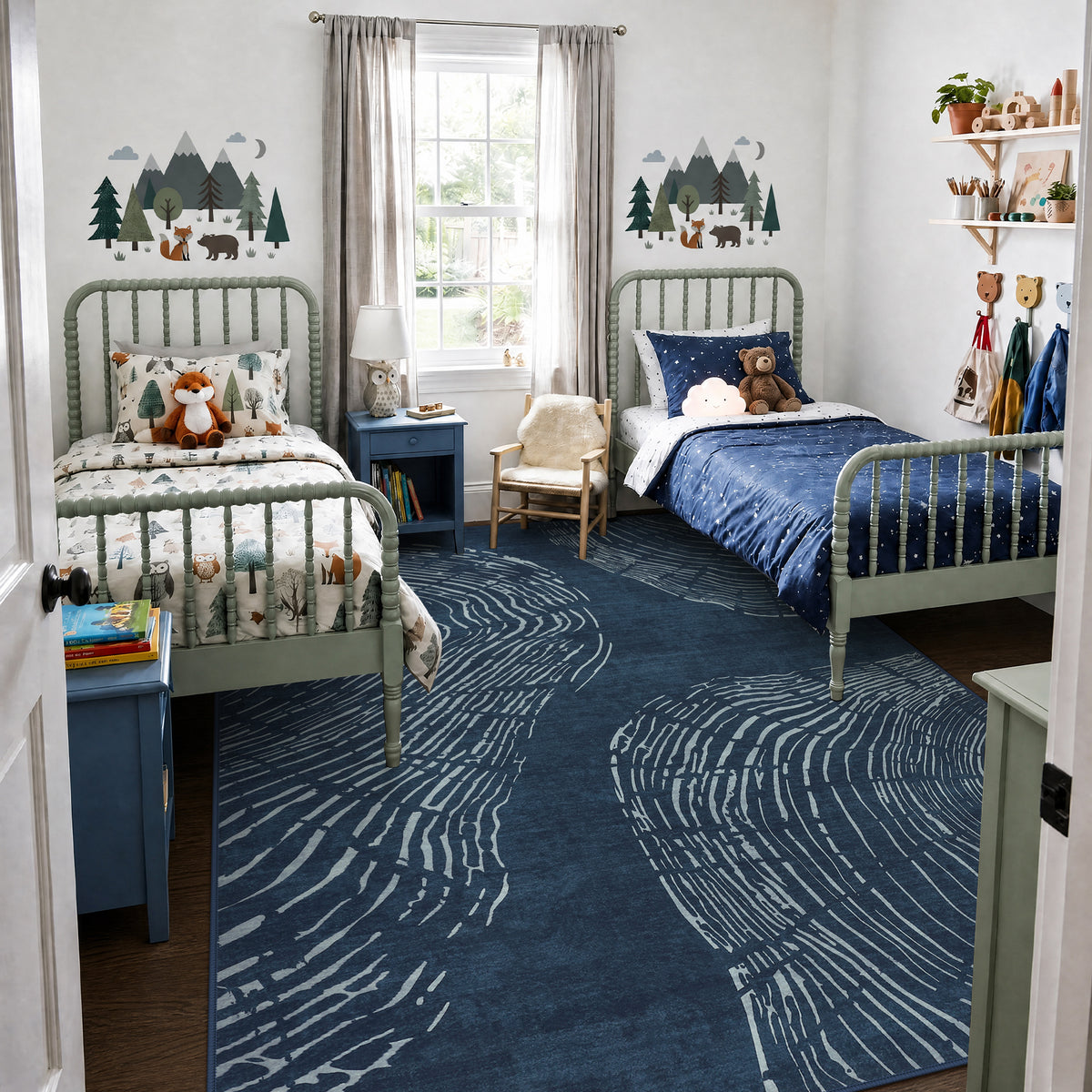 Abstract Machine Washable Area Rug, Soft Boho Minimalist Non-Slip Low Pile Carpet, Oeko-Tex Certified