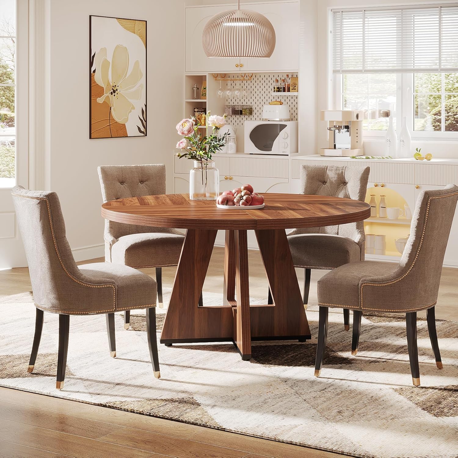 Tribesigns 47 Inch Round Dining Table, Farmhouse Kitchen Table for 4-6
