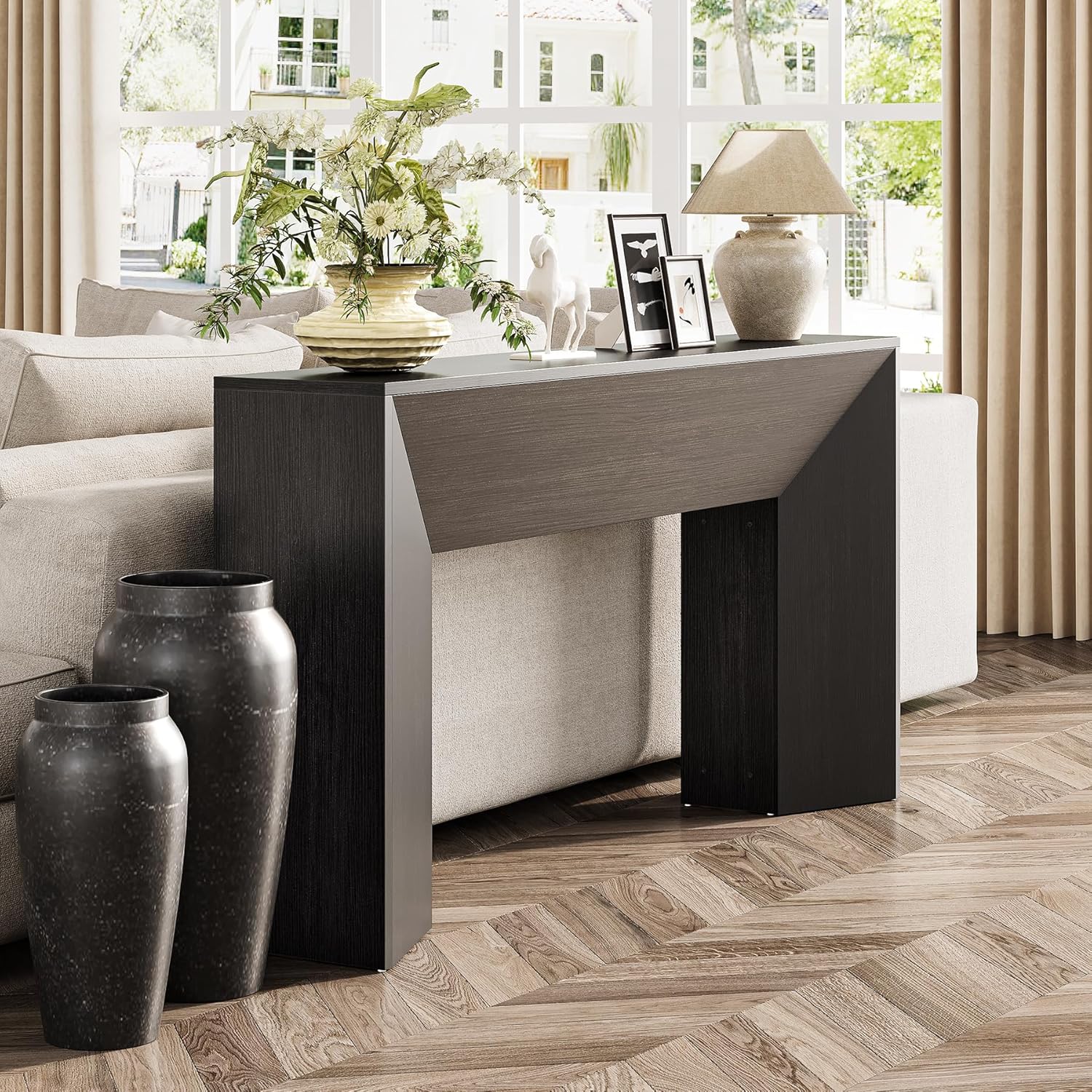 63" Extra Long Console Table for Entryway, Modern Wooden Sofa Table for Living Room