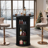 35.4" Round Bar Table, High Top Pub Table with 3-Tier Hidden Storage Shelves 3