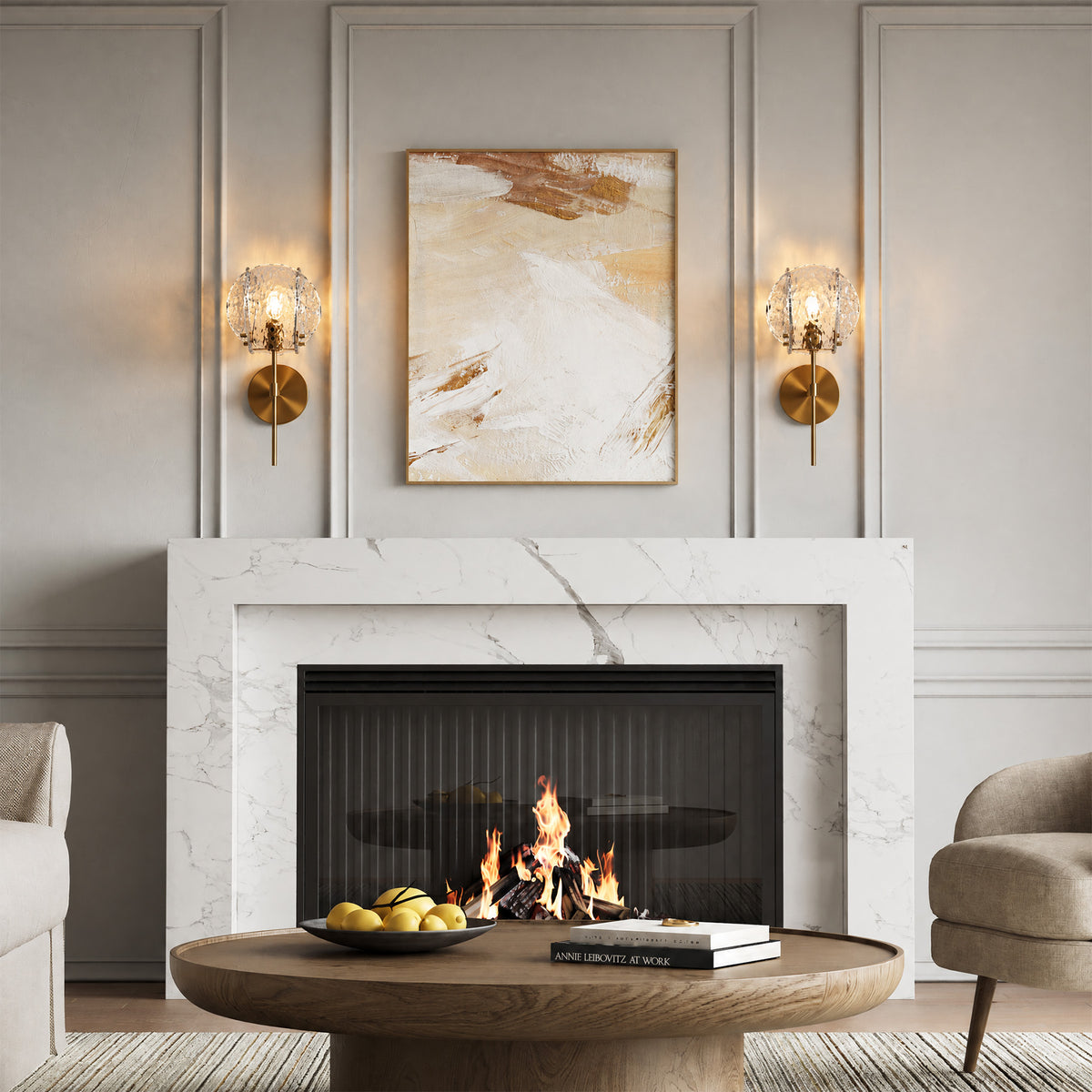 Tribesigns 15" Modern Wall Sconce, Bathroom Wall Light Fixture with Textured Clear Glass Shade