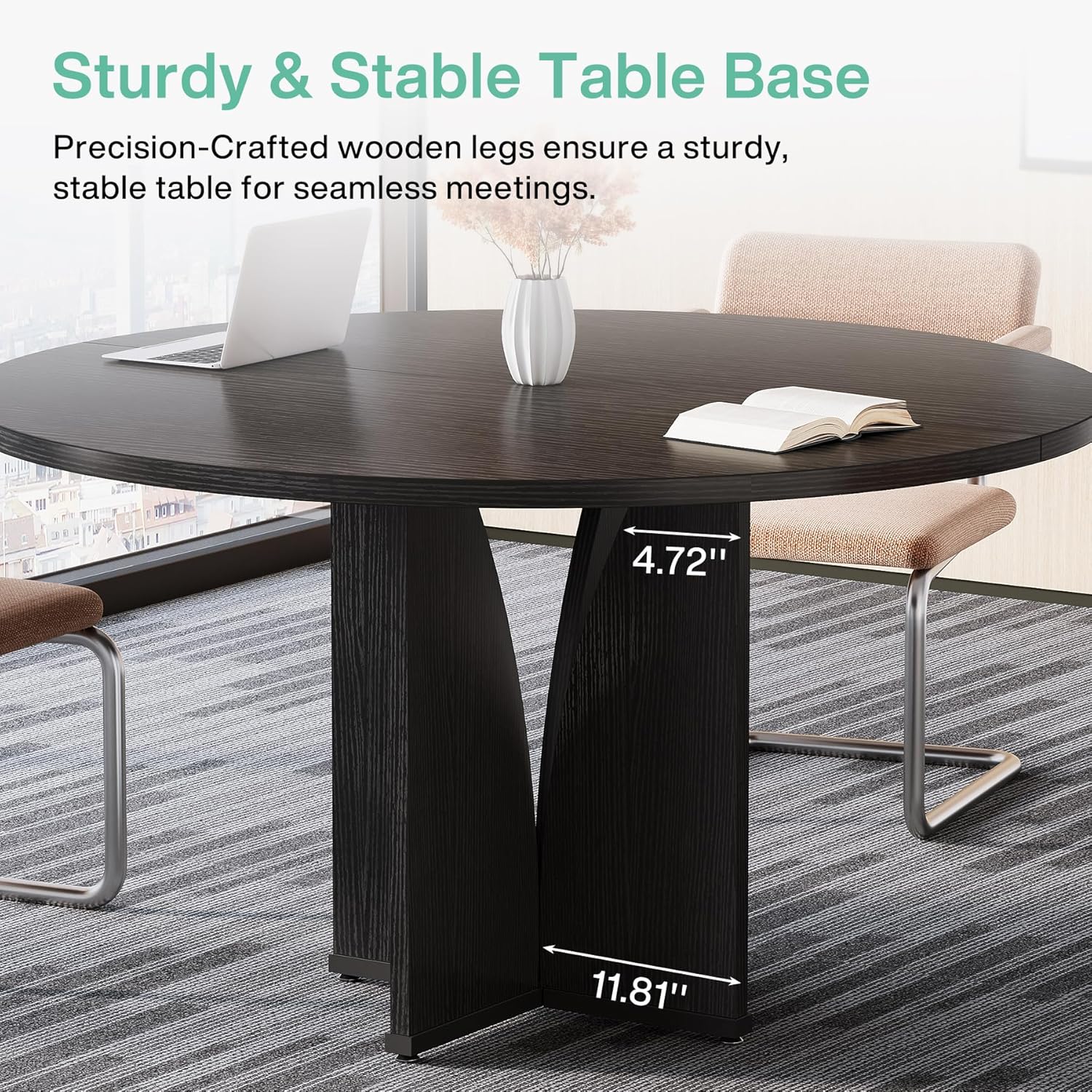 39" Round Conference Table for 4, Multi-Purpose Office Table for Meetings