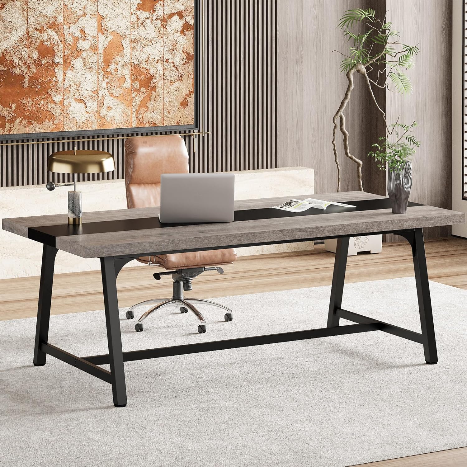 6FT Modern Executive Desk, 70.8” Large Conference & Computer Table for Meetings