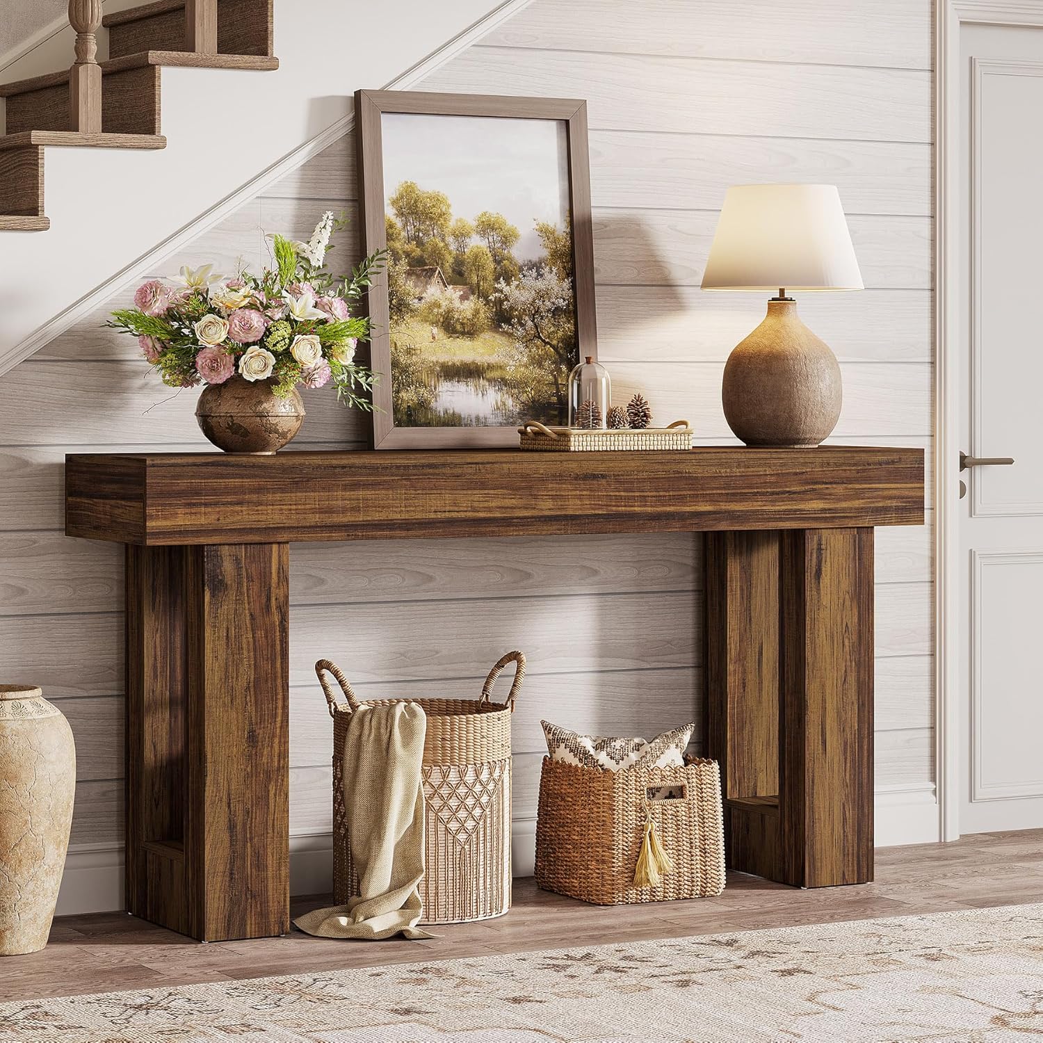 Tribesigns 63-Inch Console Table, Farmhouse Wooden Sofa Table