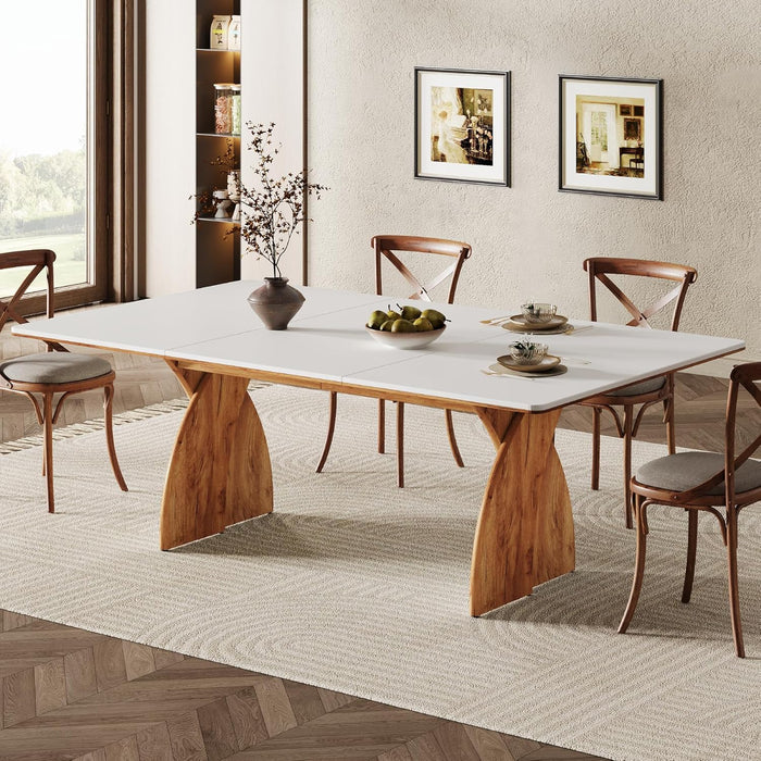 71" Kitchen Table, Modern Dining Table with Heavy Duty Legs for 6-8