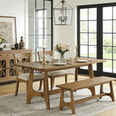 62.99" Rectangle Dining Table, Solid Wood Kitchen Dinner Table for 4-6 3