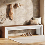 70.9" Entryway Bench, Farmhouse Shoe Bench End of Bed Bench with Layered Design