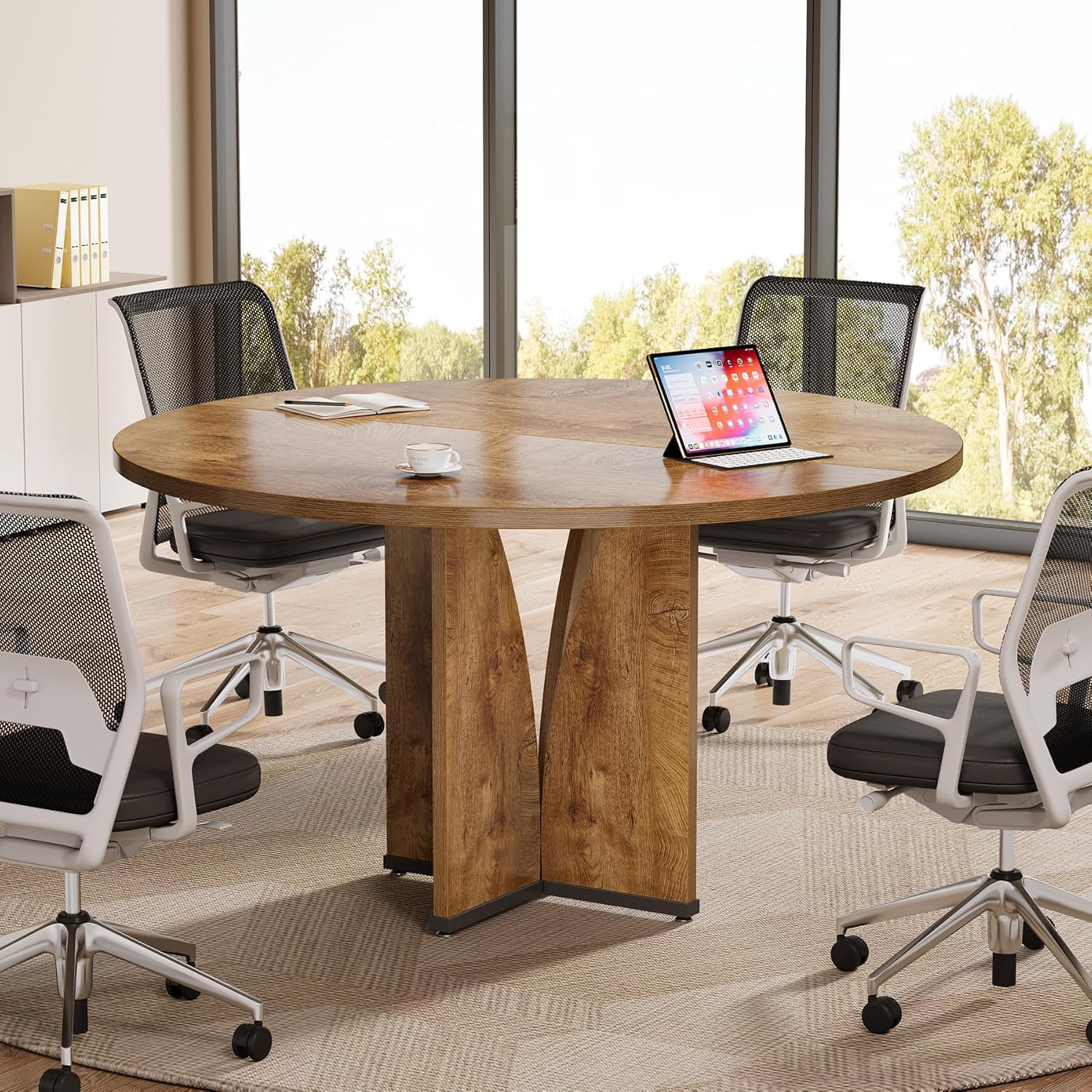 39" Round Conference Table for 4, Multi-Purpose Office Table for Meetings