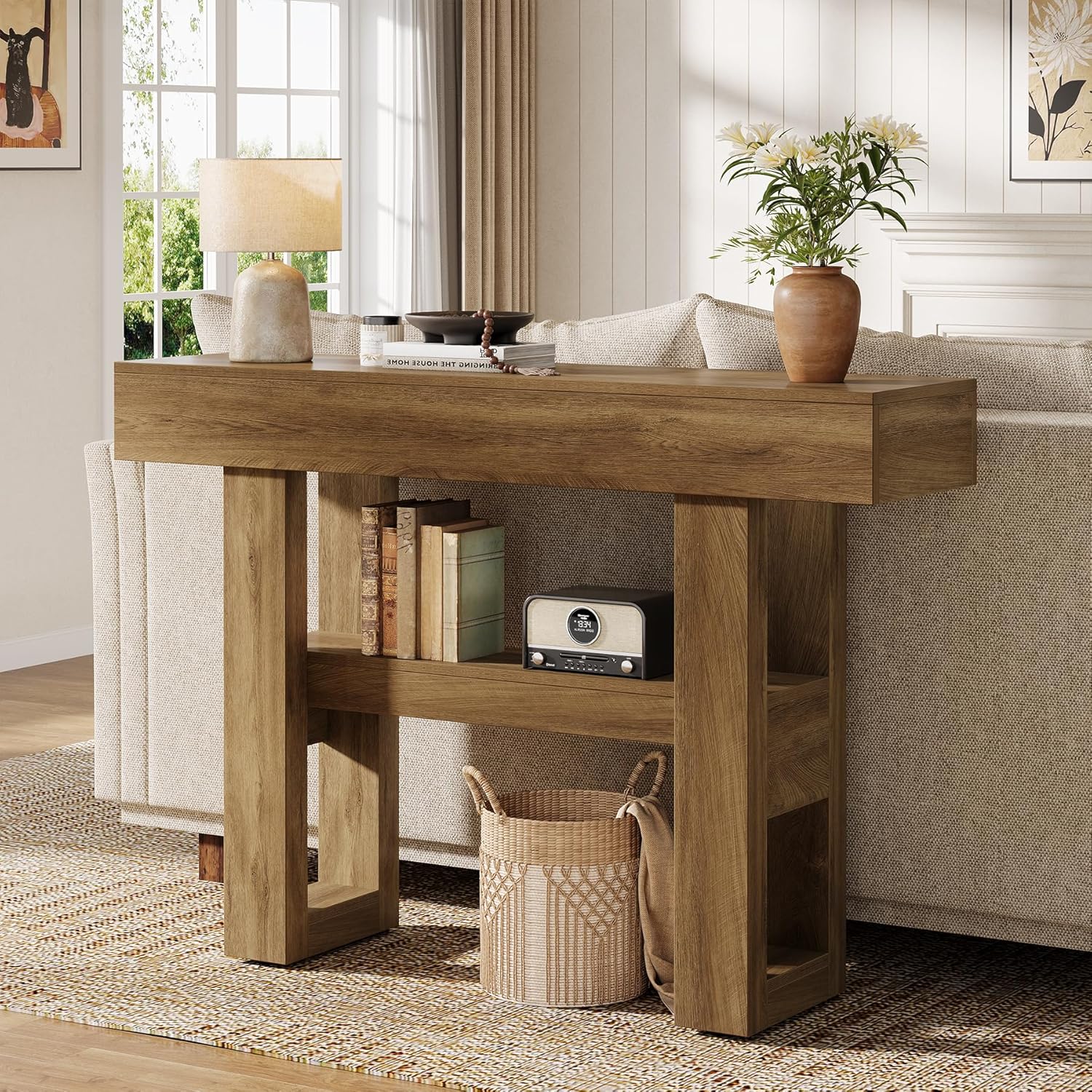 Tribesigns 41.34" Console Table, Rustic 2-Tier Storage for Entryway and Living Room