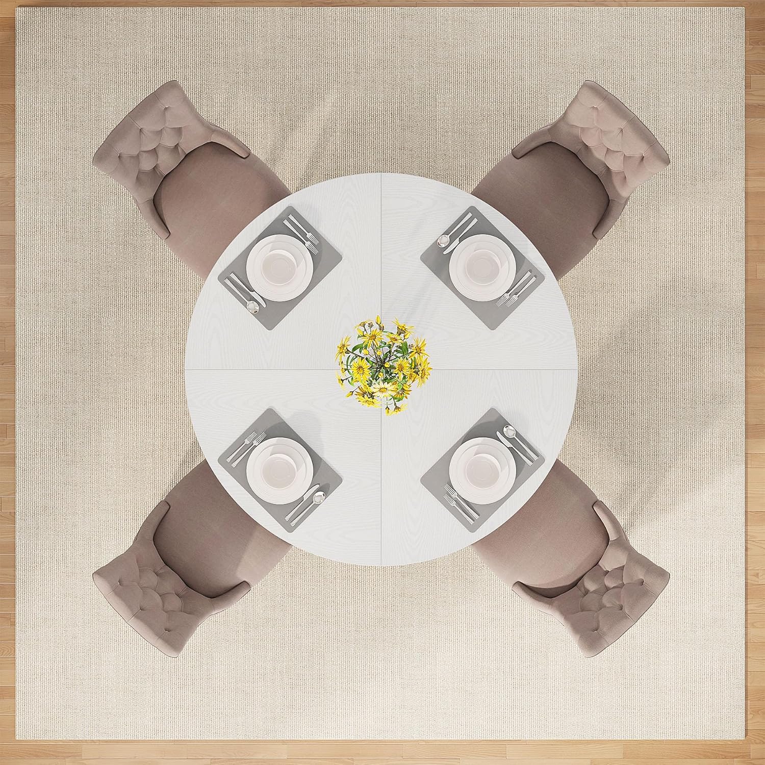 Tribesigns 47 Inch Round Dining Table, Farmhouse Kitchen Table for 4-6