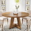 47 Inch Round Dining Table, Farmhouse Kitchen Table for 4-6#Color_Retro Brown