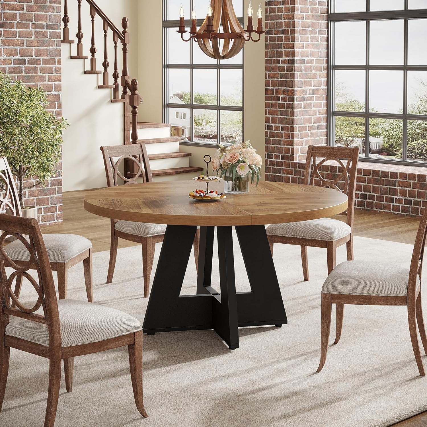 Tribesigns 47 Inch Round Dining Table, Farmhouse Kitchen Table for 4-6