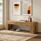 63" Entryway Bench, Solid Wood Bench Heavy Duty TV Stand Media Consoles
