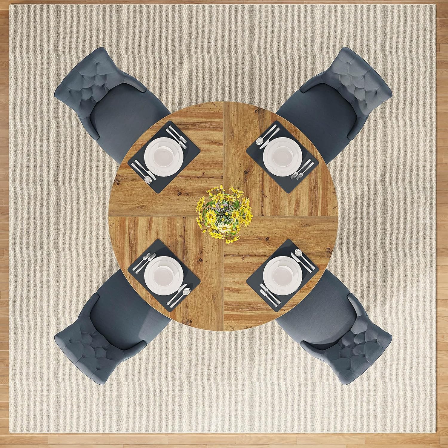 Tribesigns 47 Inch Round Dining Table, Farmhouse Kitchen Table for 4-6