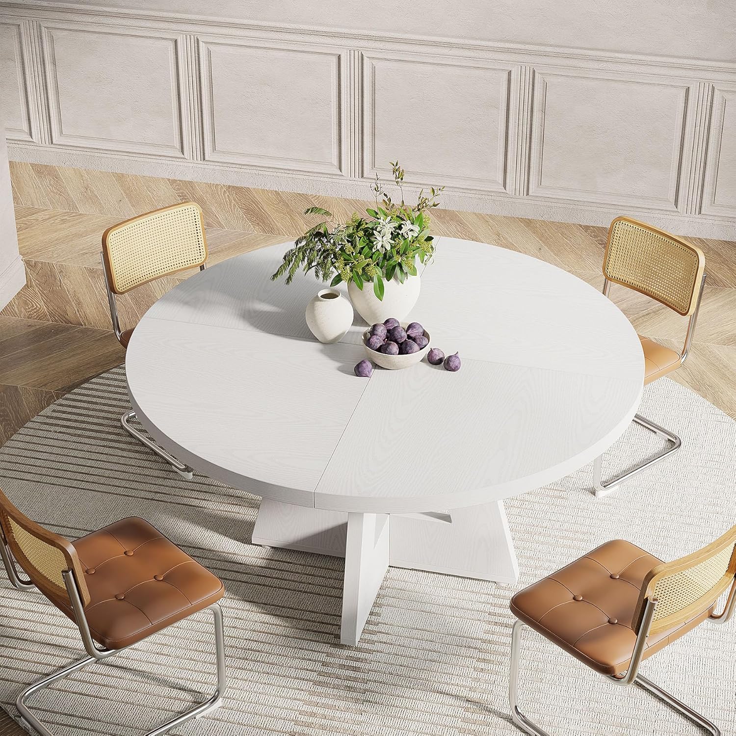 Tribesigns 47 Inch Round Dining Table, Farmhouse Kitchen Table for 4-6