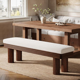 55" Upholstered Dining Bench with Faux Shearling Padded Seat 3