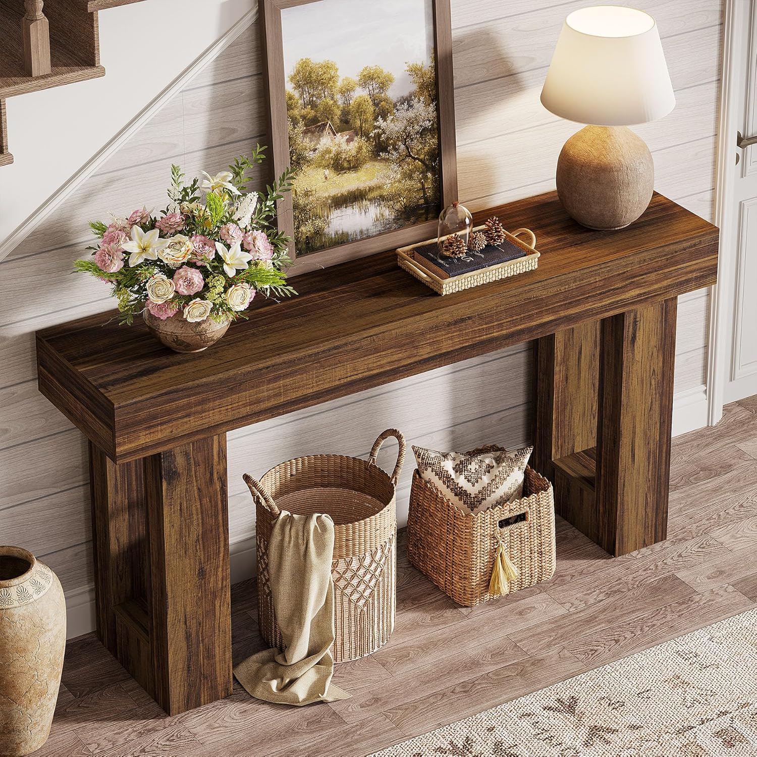 Tribesigns 63-Inch Console Table, Farmhouse Wooden Sofa Table