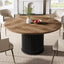 47" Round Dining Table, Wood Kitchen Table With Sturdy Fluted Metal Base