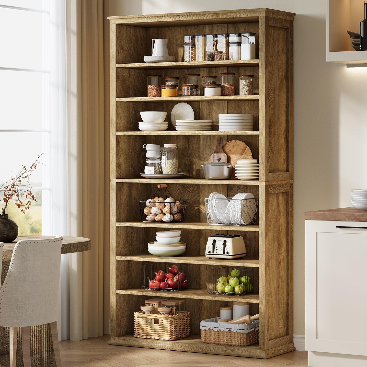 71" Tall Bookshelf, 8-Tier Bookcase FreeStanding Display Etagere with Adjustable Shelves