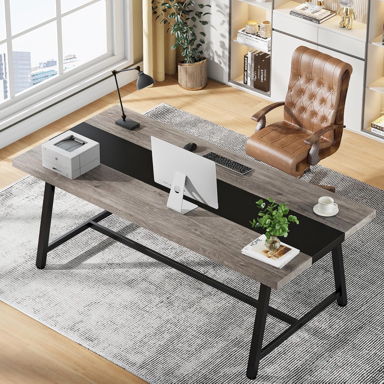 6FT Modern Executive Desk, 70.8” Large Conference & Computer Table for Meetings