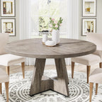 47 Inch Round Dining Table, Farmhouse Kitchen Table for 4-6#Color_Gray