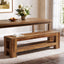 59" Wooden Dining Bench, Farmhouse Indoor Kitchen Bench with Storage Shelf