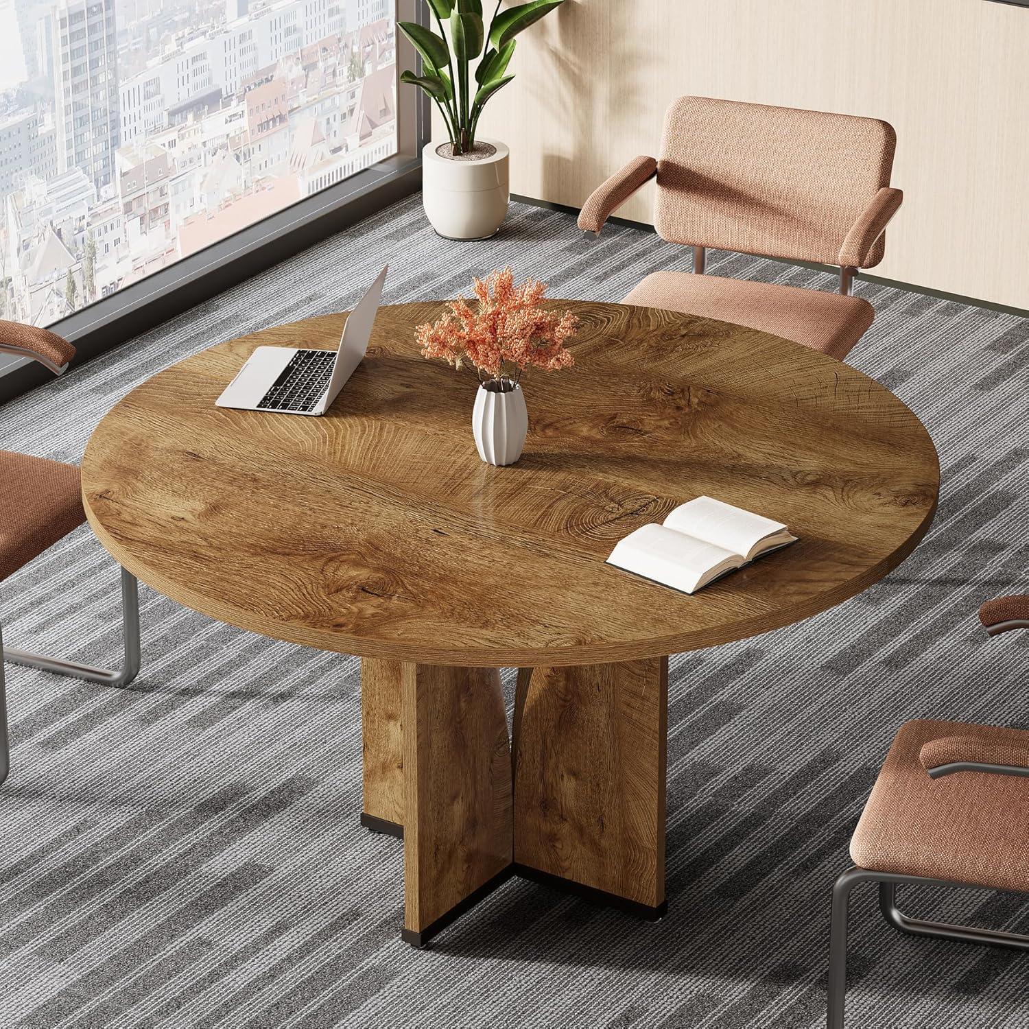 39" Round Conference Table for 4, Multi-Purpose Office Table for Meetings