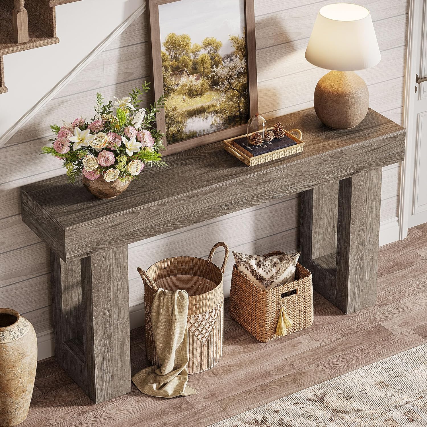 Tribesigns 63-Inch Console Table, Farmhouse Wooden Sofa Table