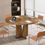 39" Round Conference Table for 4, Modern Meeting Table with Sturdy Base