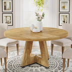 47 Inch Round Dining Table, Farmhouse Kitchen Table for 4-6#Color_Natural