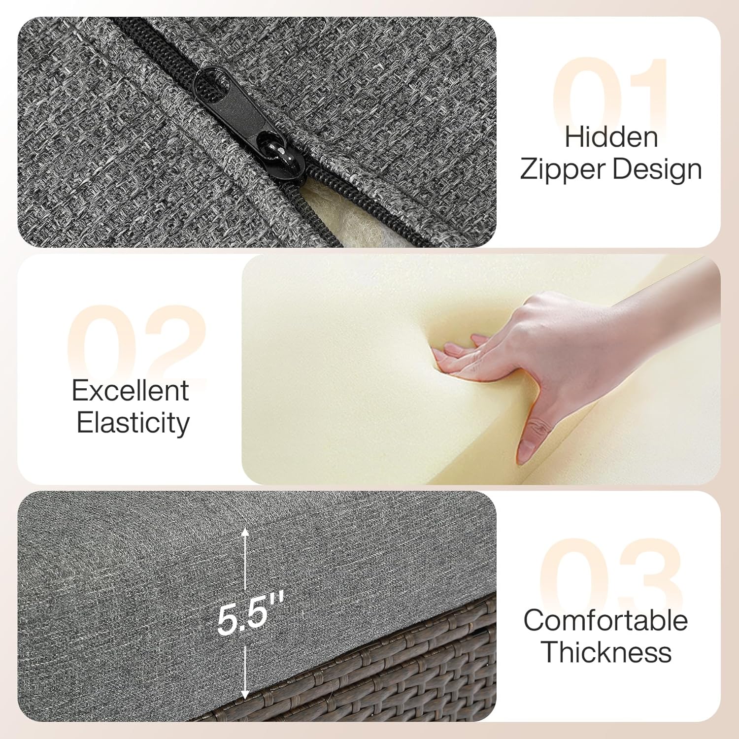 5-Piece Wicker Patio Furniture Set, Outdoor PE Rattan Conversation Set for Backyard